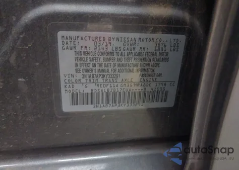2019 Nissan Sentra S from USA, damaged, VIN 3N1AB7AP3KY333291